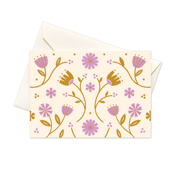 Folk Floral Lilac Note Cards - Box of 10