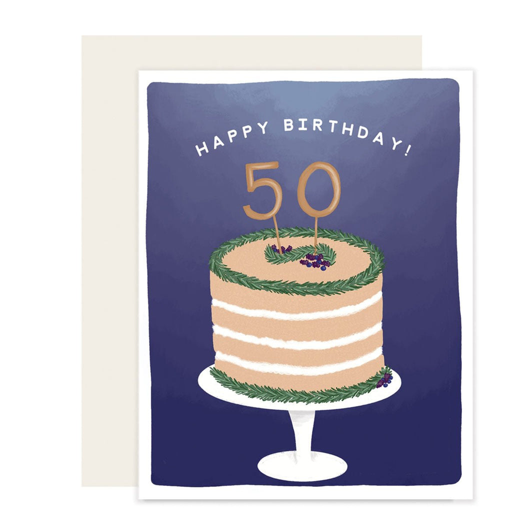 50th Cake Greeting Card - Lockwood Shop - Slightly Stationery