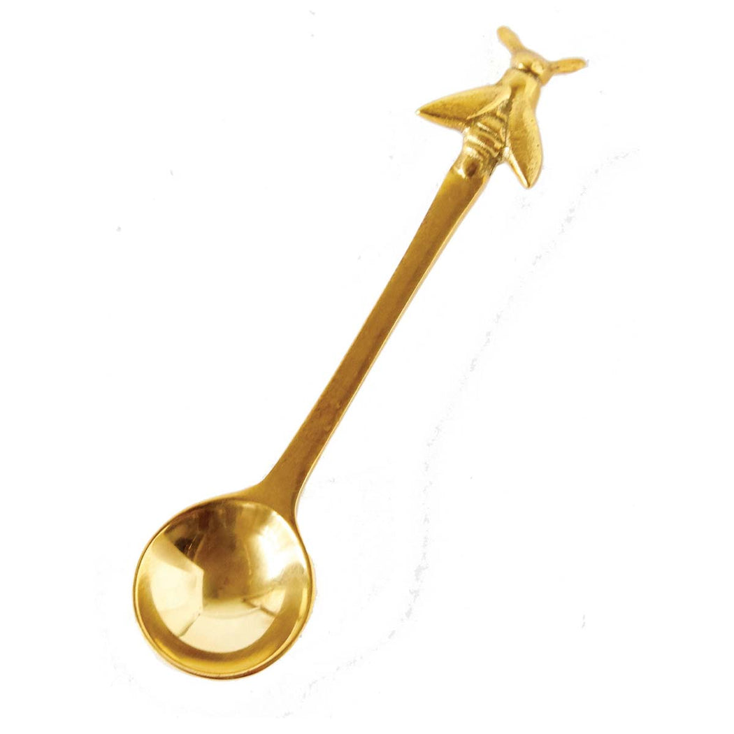 5"L Brass Spoon w/ Bee - Lockwood Shop - Creative Co-Op