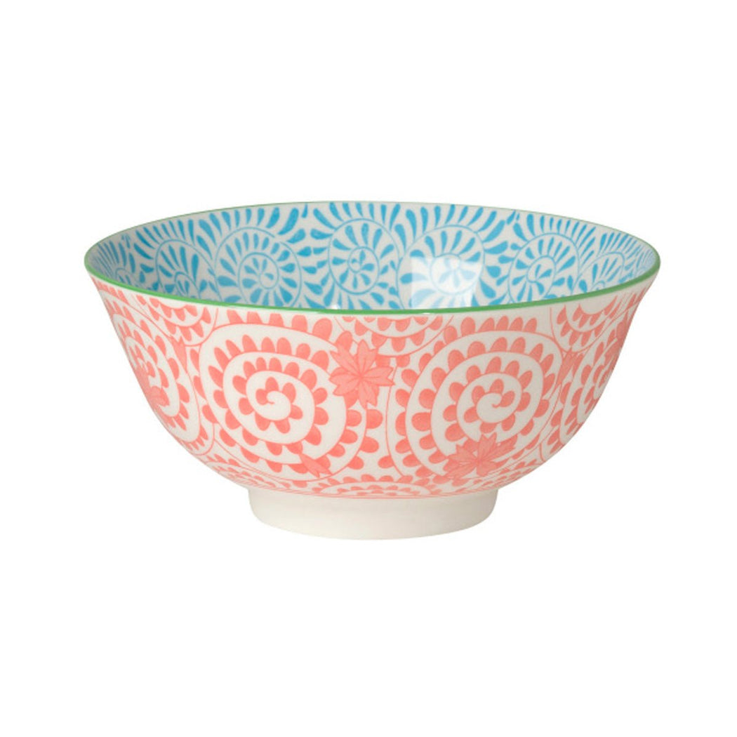 6" Stamped Bowl - Orange & Blue Swirls - Lockwood Shop - Now Designs