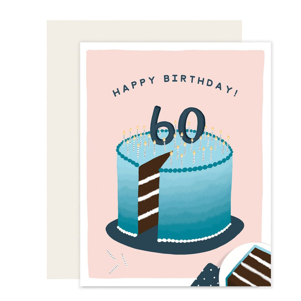 60th Cake Greeting Card - Lockwood Shop - Slightly Stationery