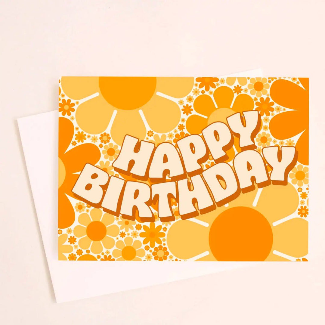 70s Yellow Flowers Birthday Card - Lockwood Shop - Sunshine Studios