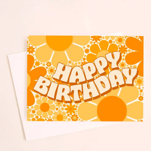 70s Yellow Flowers Birthday Card - Lockwood Shop - Sunshine Studios
