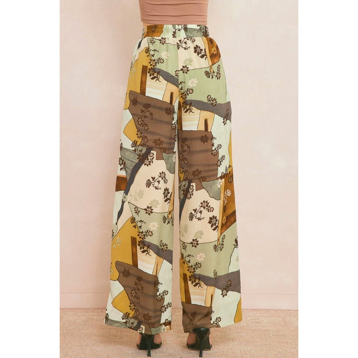 Abstract Tie Front Wide Leg Pant - Lockwood Shop - Lush