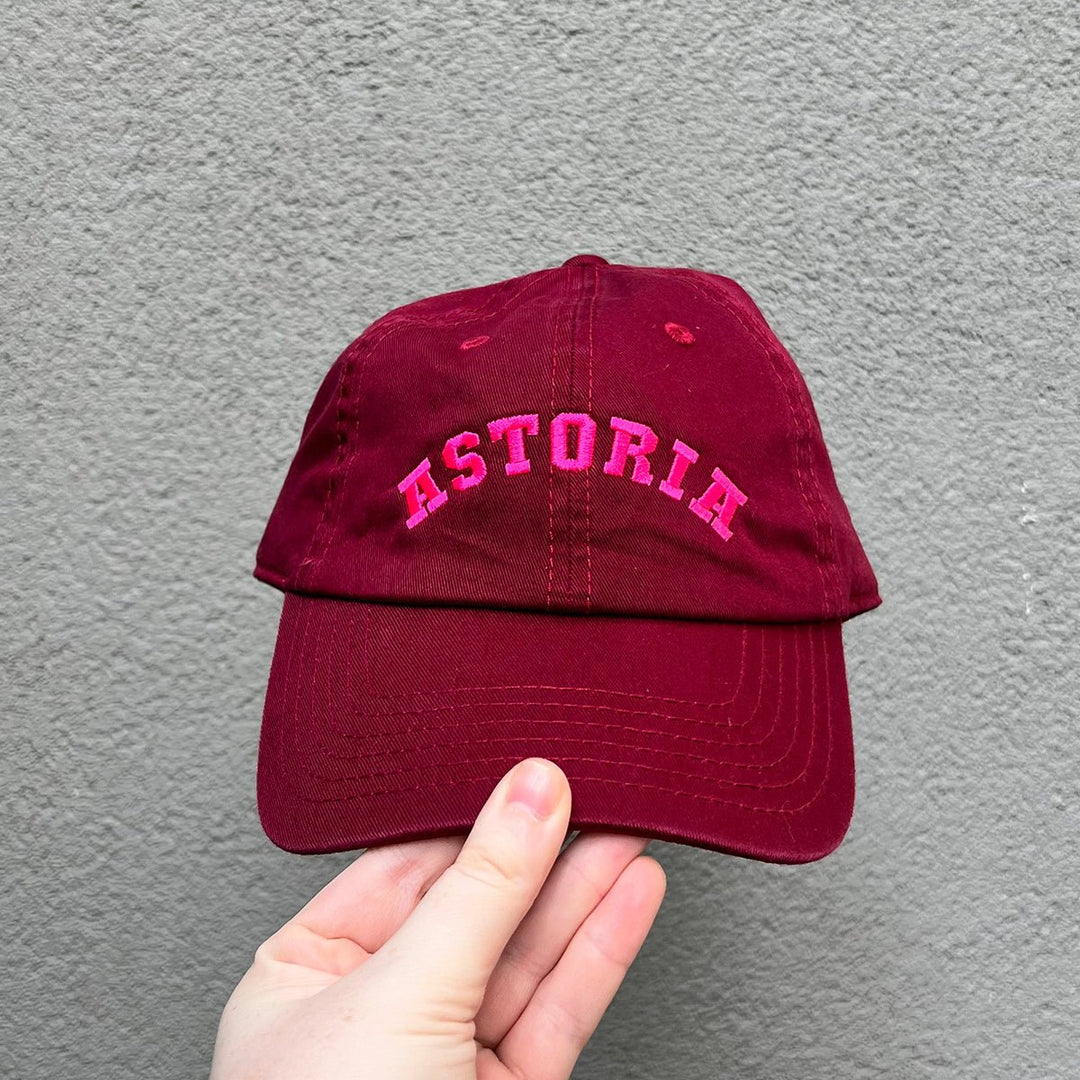 Astoria Arch Hat- Burgundy w/ Hot Pink Thread - Lockwood Shop - J &amp; Jin Trading Corp