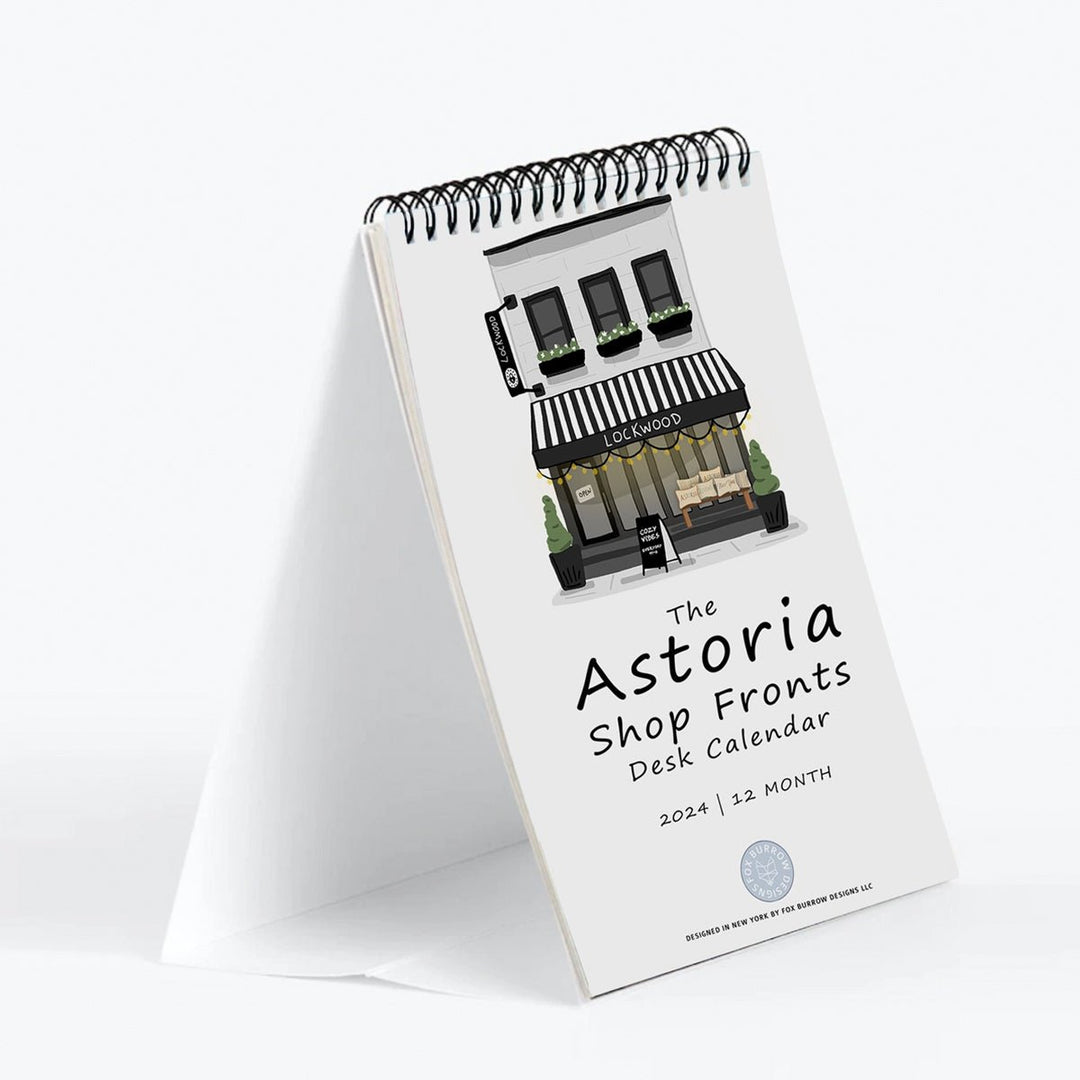 Astoria Shop Fronts 2024 Desk Calendar - Lockwood Shop - Fox Burrow Designs