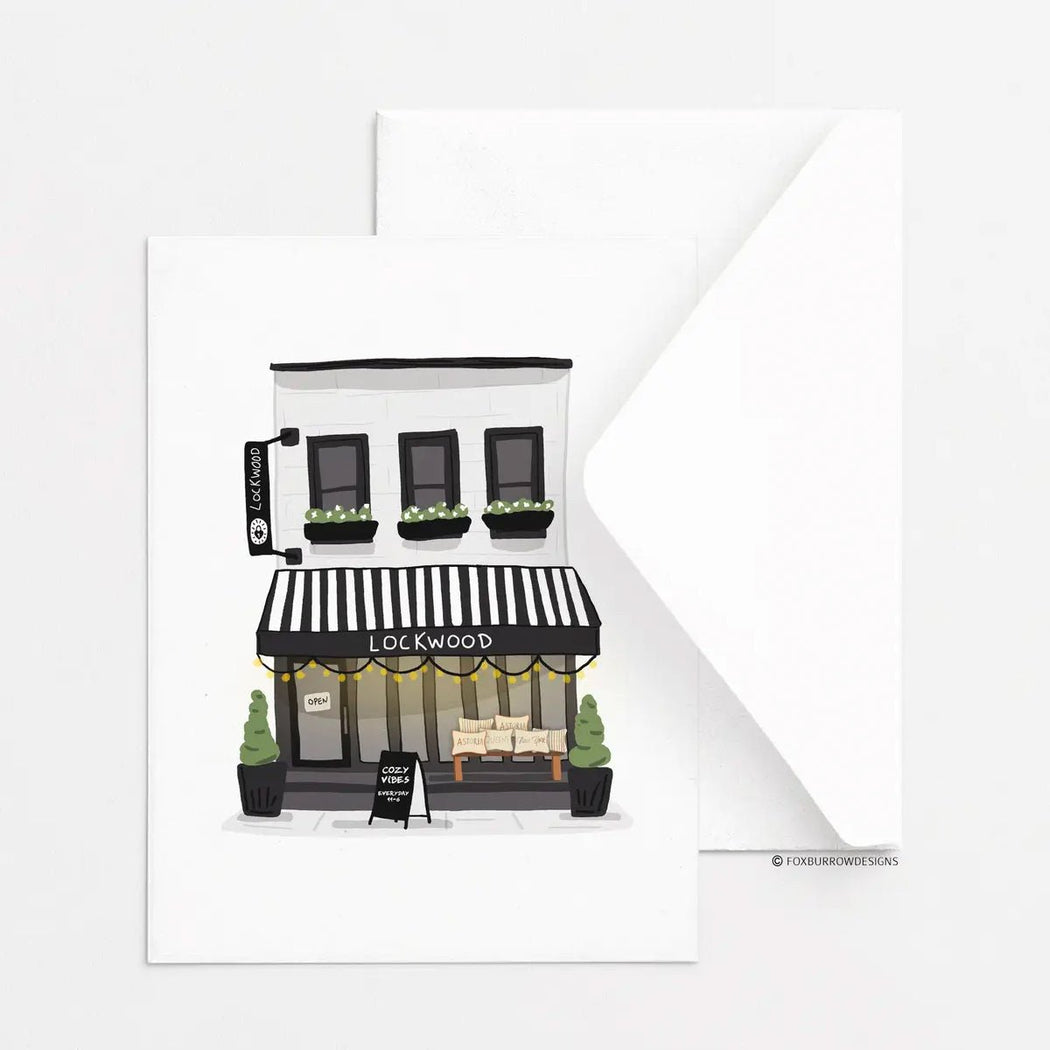 Astoria Shop Fronts Note Cards - Box/ 18 - Lockwood Shop - Fox Burrow Designs