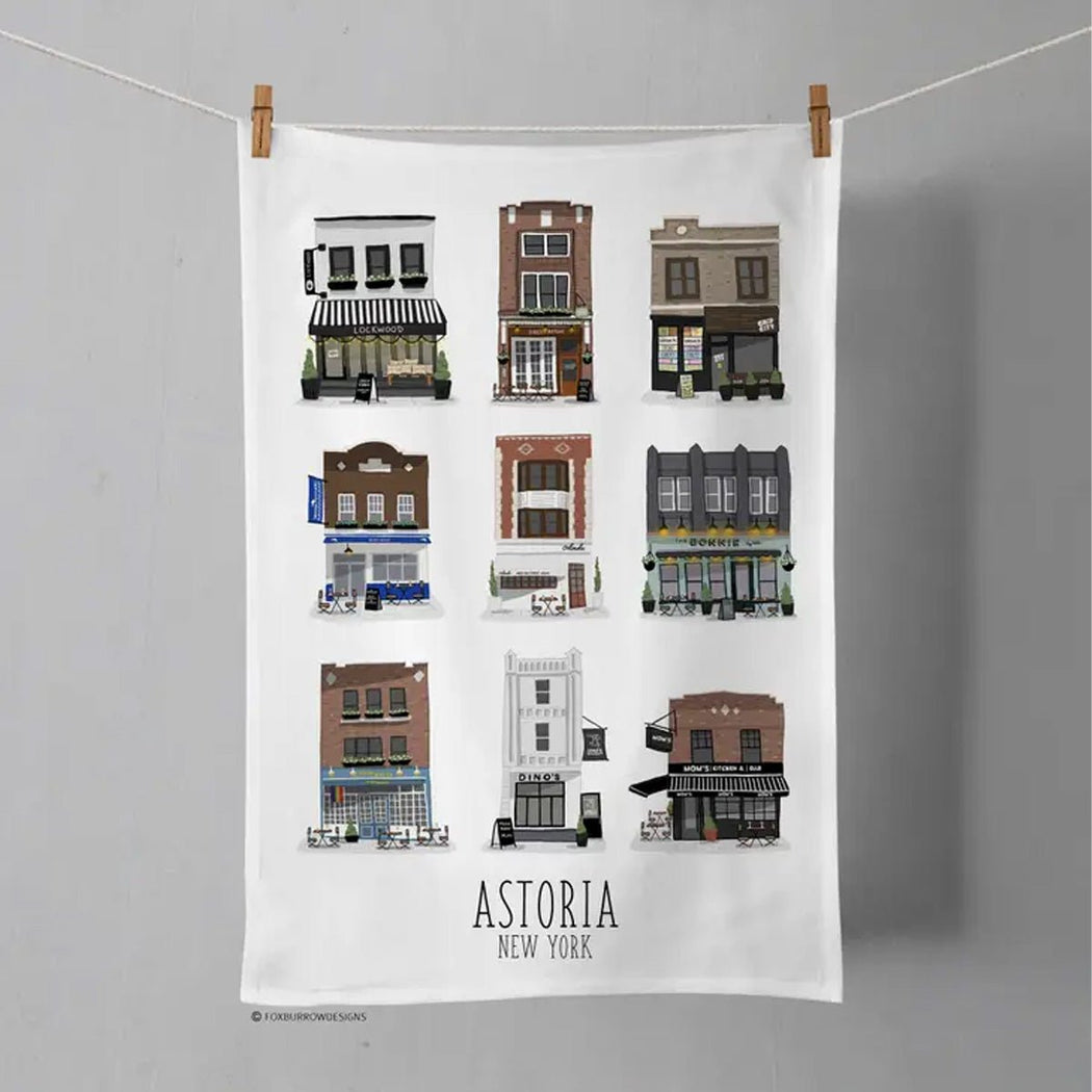 Astoria Shop Fronts Tea Towel - Lockwood Shop - Fox Burrow Designs