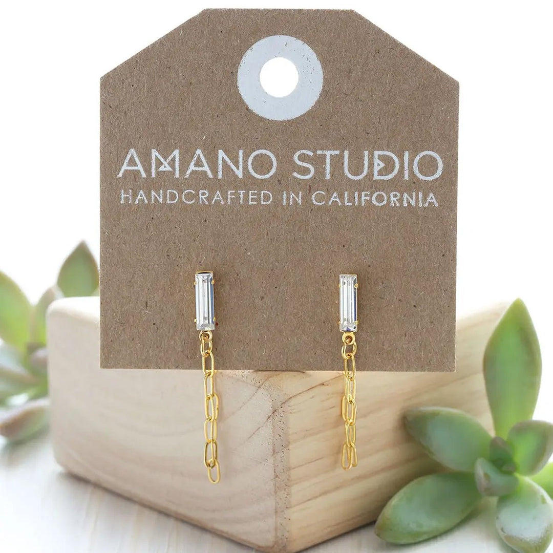 Baguette Crystal Chain Studs - Lockwood Shop - Amano