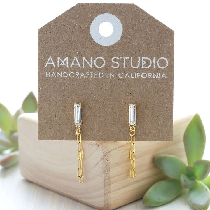 Baguette Crystal Chain Studs - Lockwood Shop - Amano