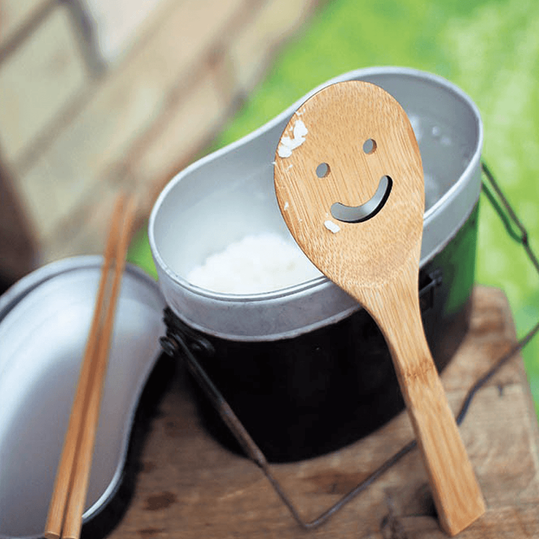 Bamboo Smiley Face Slotted Spoon - Lockwood Shop - Time Concept
