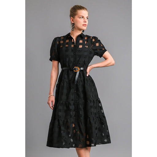 Basket Weave Organza Maxi Dress in Black - Lockwood Shop - Umgee