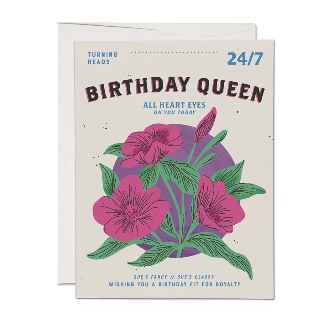 BDay Queen Greeting Card - Lockwood Shop - Red Cap Cards