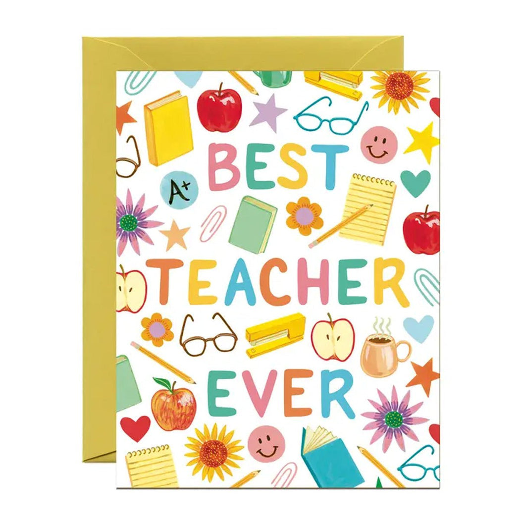 Best Teacher Ever Icons Greeting Card - Lockwood Shop - Yeppie Paper