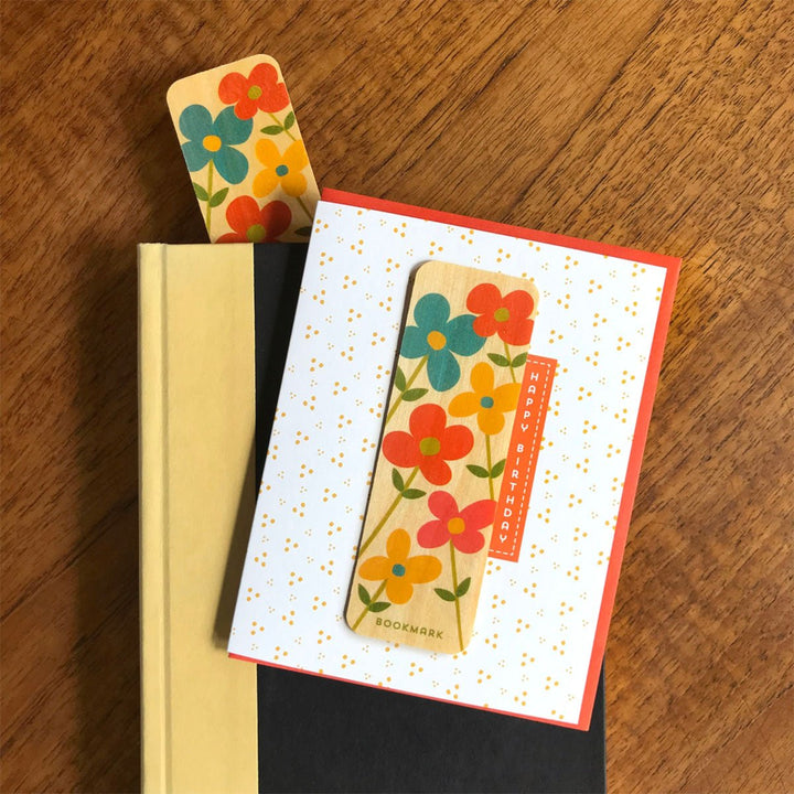 Birthday Flowers Bookmark Greeting Card - Lockwood Shop - Night Owl Paper Goods