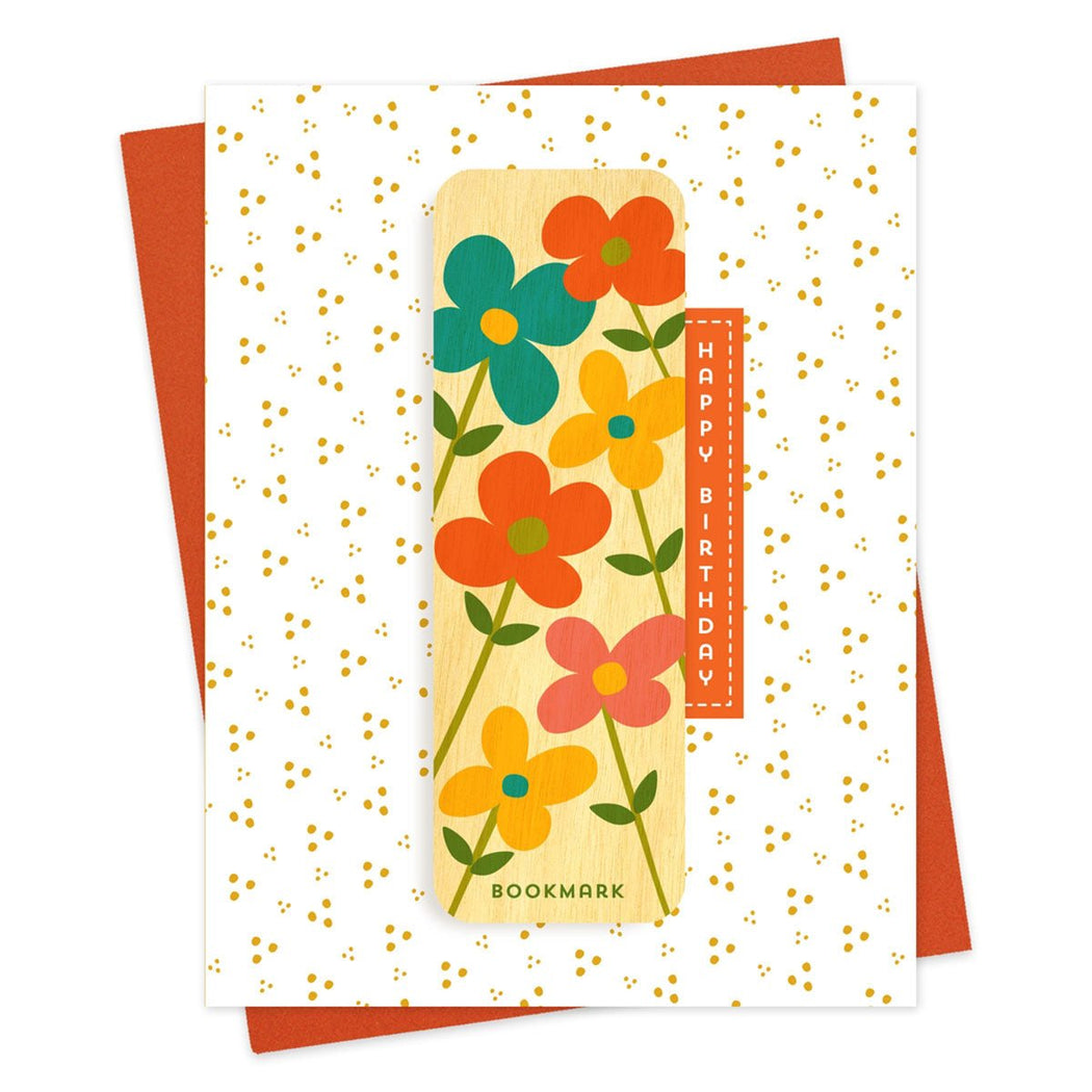 Birthday Flowers Bookmark Greeting Card - Lockwood Shop - Night Owl Paper Goods