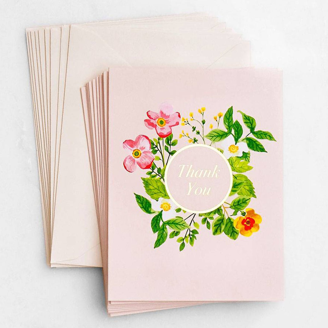 Blush Botanical Thank You - Box of 10 Cards - Lockwood Shop - Waste Not Paper