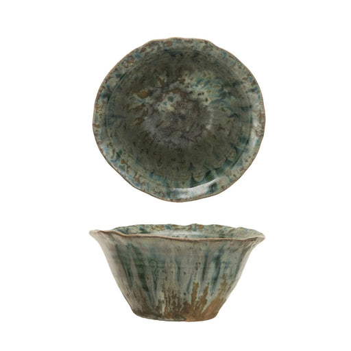 Botanist Stoneware Bowl, Reactive Crackle Glaze - Green - Lockwood Shop - Creative Co-Op