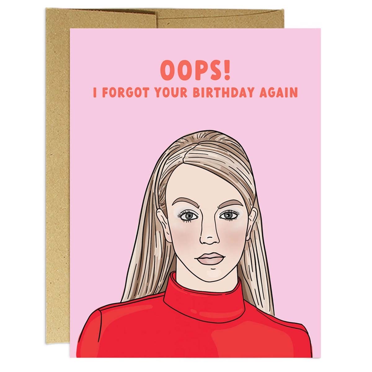 Britney Oops Belated Birthday Card - Lockwood Shop - Party Mountain Paper