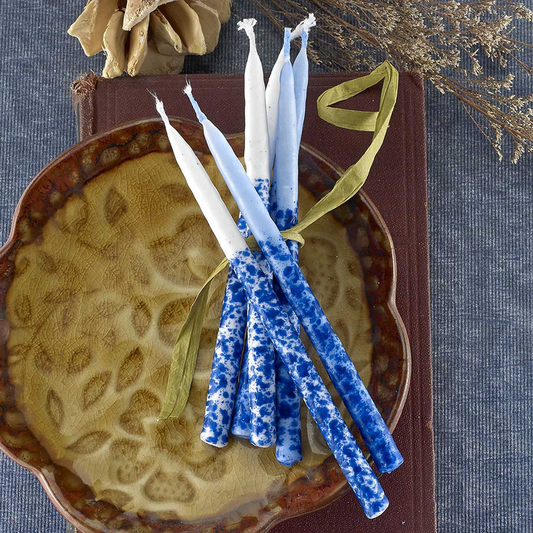 Chanukah Candles - Hand Dipped Blue/White