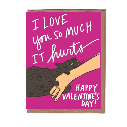 Cat Bite Valentine Greeting Card - Lockwood Shop - La Familia Green