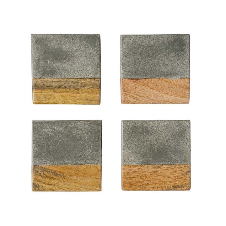 Cement and Wood Coaster S/4 - Lockwood Shop - Creative Co-Op