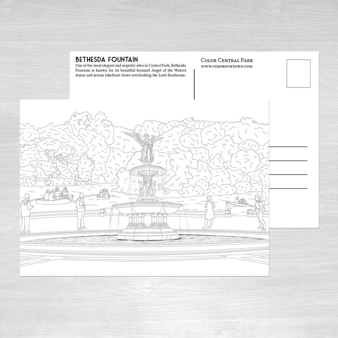 Central Park Coloring Postcards - Set of 10 - Lockwood Shop - Color Our Town