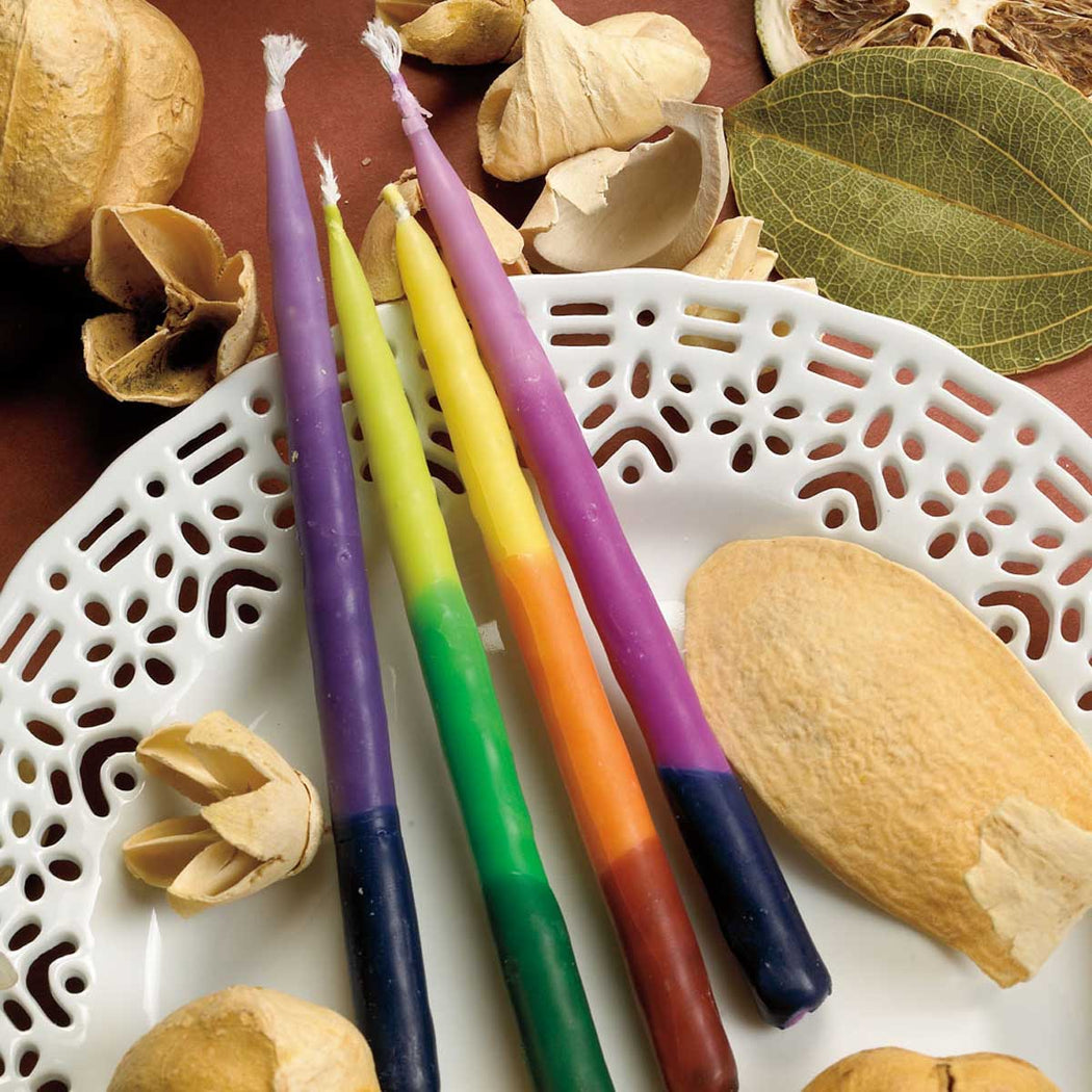 Chanukah Candles - Hand Dipped Tricolor - Lockwood Shop - Rite Lite LTD