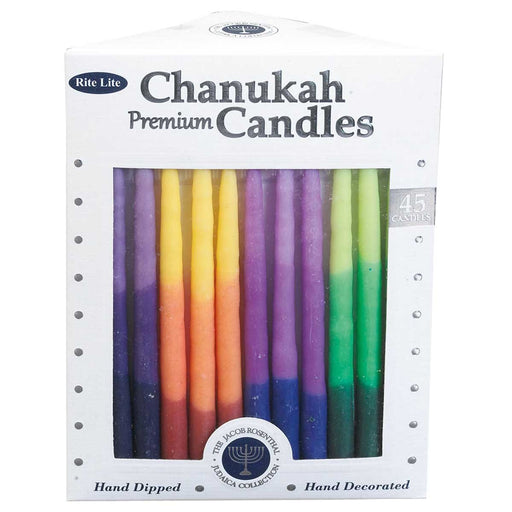 Chanukah Candles - Hand Dipped Tricolor - Lockwood Shop - Rite Lite LTD
