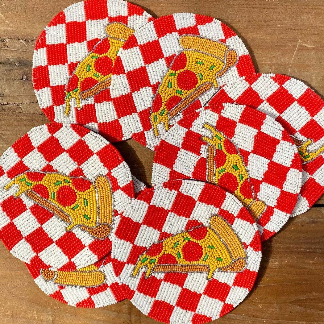 Checkered Slice Beaded Coaster - Lockwood Shop - Essence NY Inc