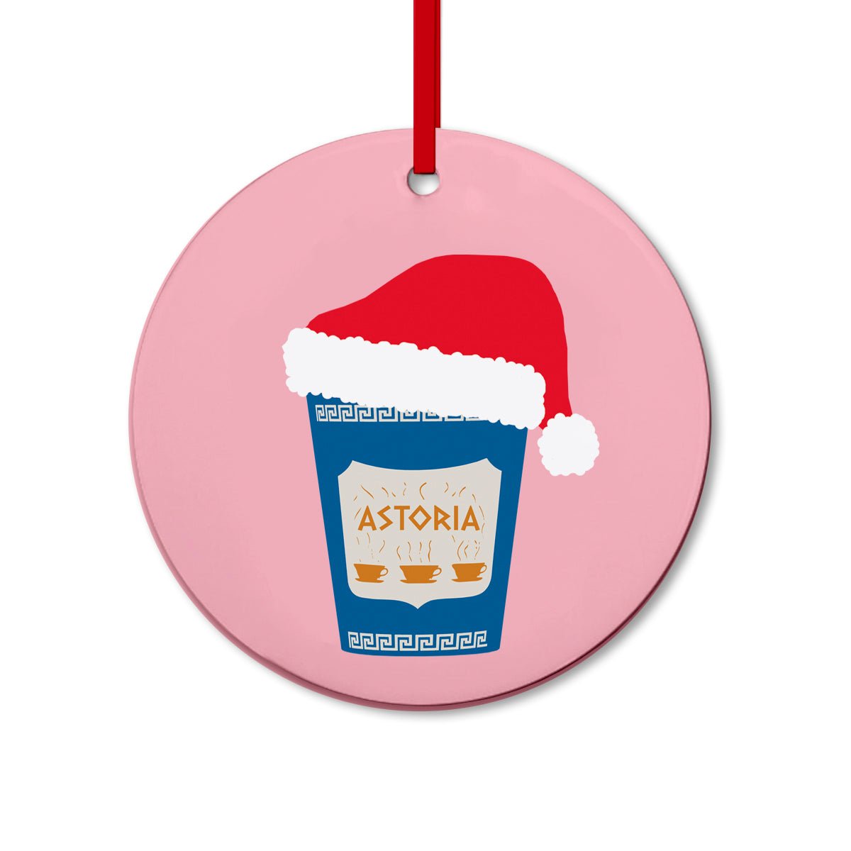 Coffee Cup With Santa Hat- Astoria Ornament - Lockwood Shop - Rock Scissor Paper