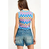 Colorful Checker Cropped Knit Sleeveless Top - Lockwood Shop - Miss Love