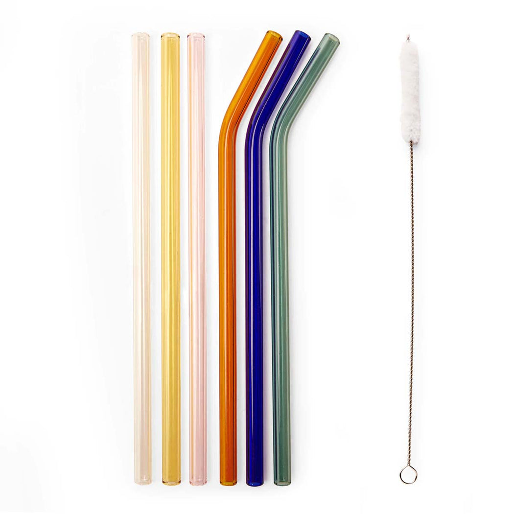 Colorful Reusable Glass Straws - Lockwood Shop - Kikkerland