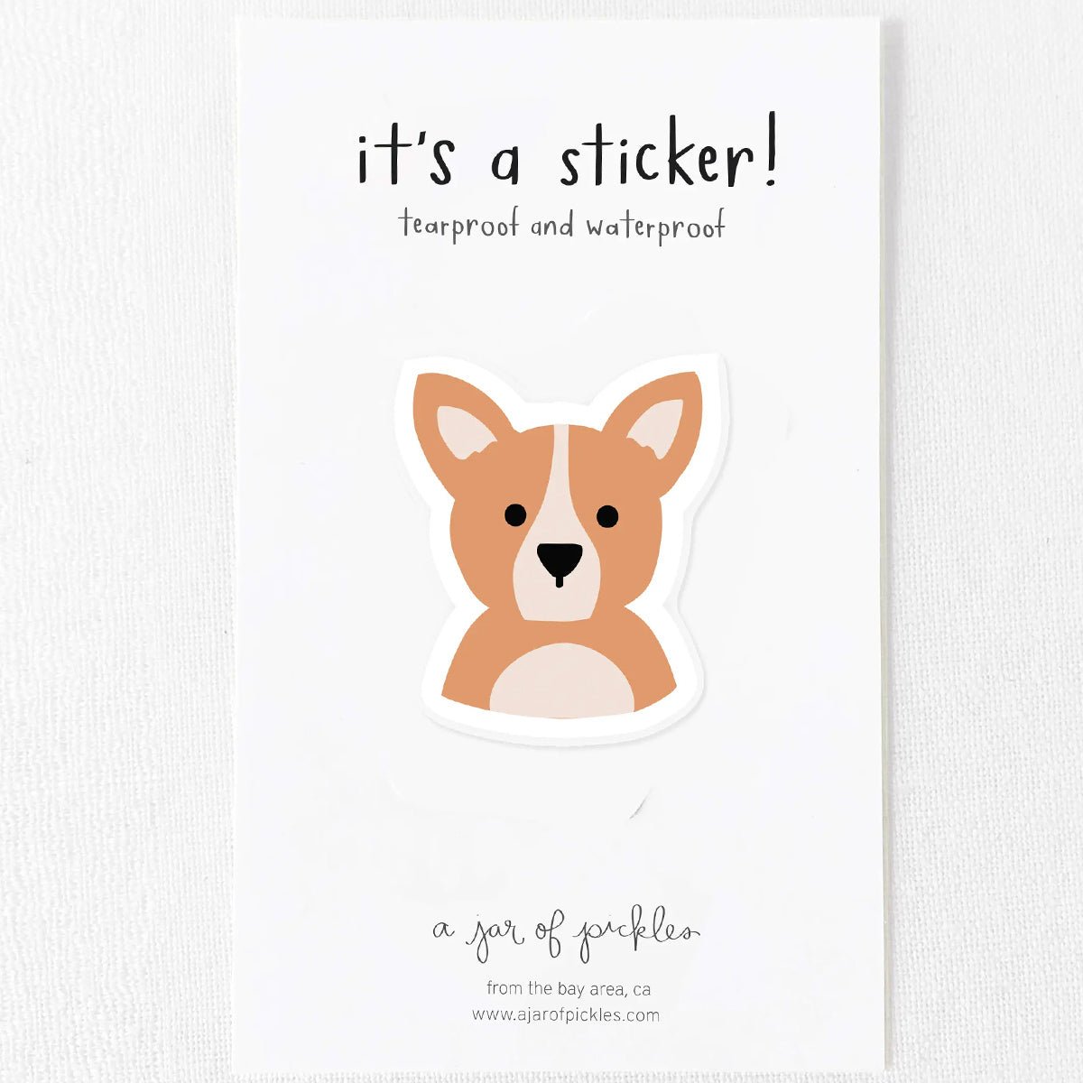 Corgi Face Vinyl Sticker - Lockwood Shop - A Jar of Pickles