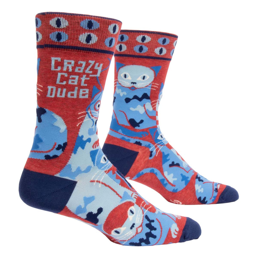 Crazy Cat Dude Men's Sock - Lockwood Shop - Blue Q