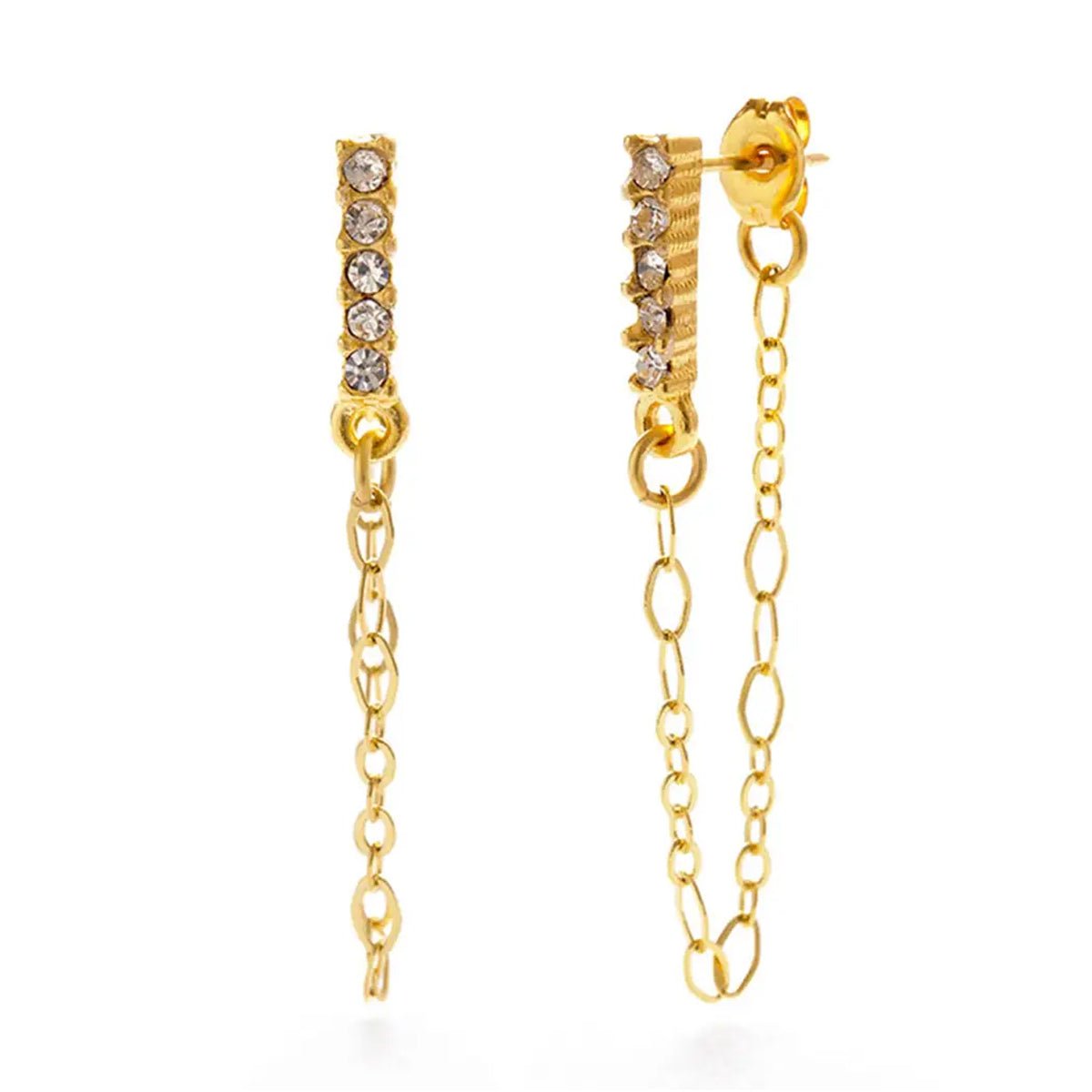Crystal Bar Chain Stud- Crystal - Lockwood Shop - Amano