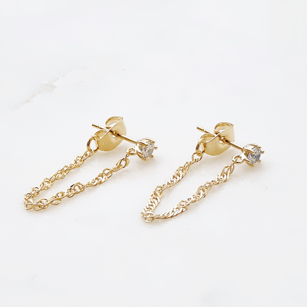 CZ Drop Chain Studs - Lockwood Shop - Lucky Collective