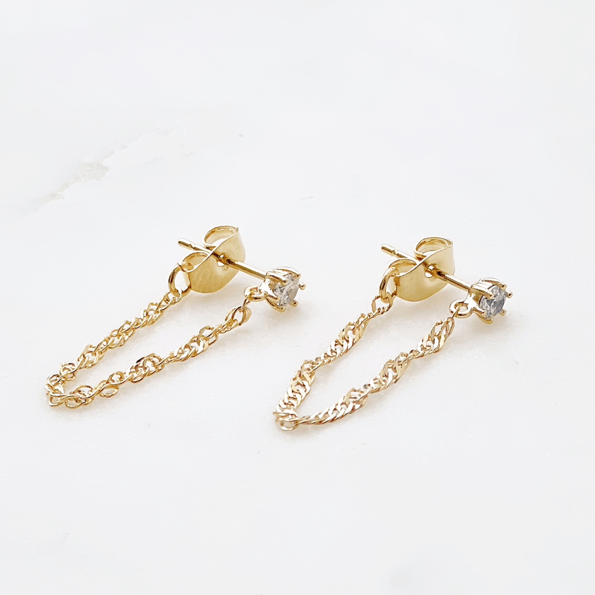 CZ Drop Chain Studs - Lockwood Shop - Lucky Collective