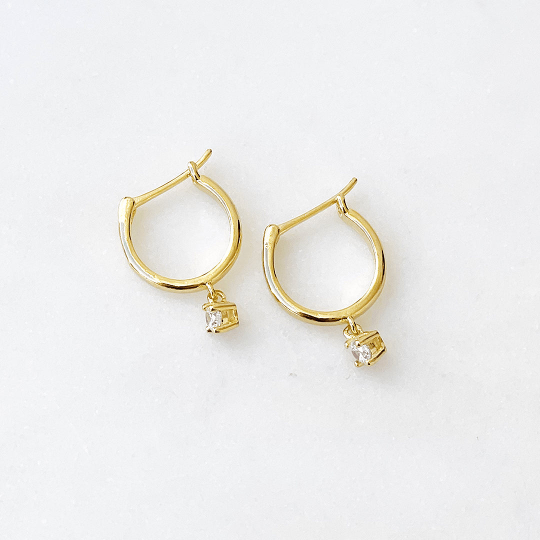 CZ Drop Huggie Earrings - Lockwood Shop - Lucky Collective