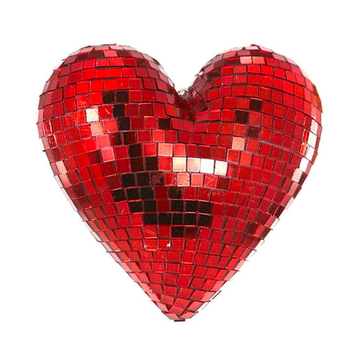 Mirrored Red Disco Ball Heart - Disco - Sticker