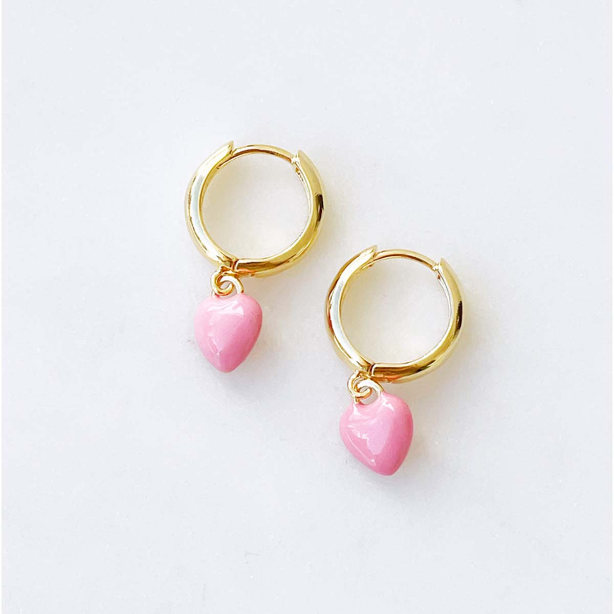 Enamel Heart Huggies - Pink - Lockwood Shop - Lucky Collective