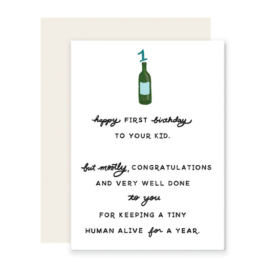 First Birthday Wine Greeting Card - Lockwood Shop - Slightly Stationery