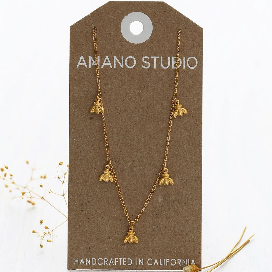 Five Charm Necklace - Bees - Lockwood Shop - Amano