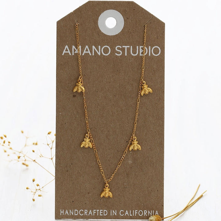 Five Charm Necklace - Bees - Lockwood Shop - Amano