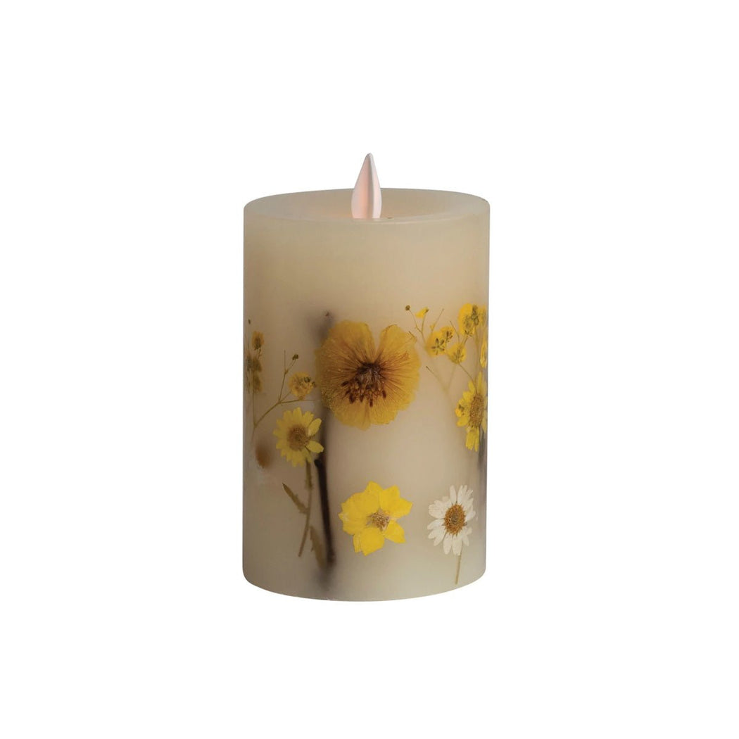 Flameless LED Pillar Candle w/ Botanicals - Lockwood Shop - Creative Co-Op