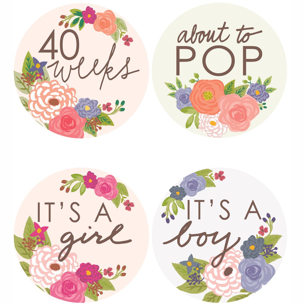 Floral Weeks Pregnancy Stickers - Lockwood Shop - 9th Letter Press
