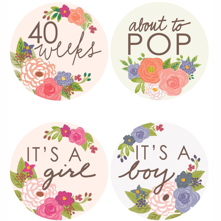 Floral Weeks Pregnancy Stickers - Lockwood Shop - 9th Letter Press