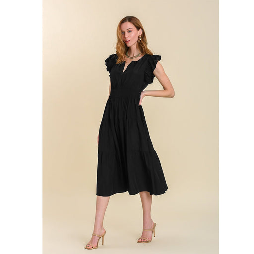 Flutter Sleeved Midi Dress in Black - Lockwood Shop - Umgee