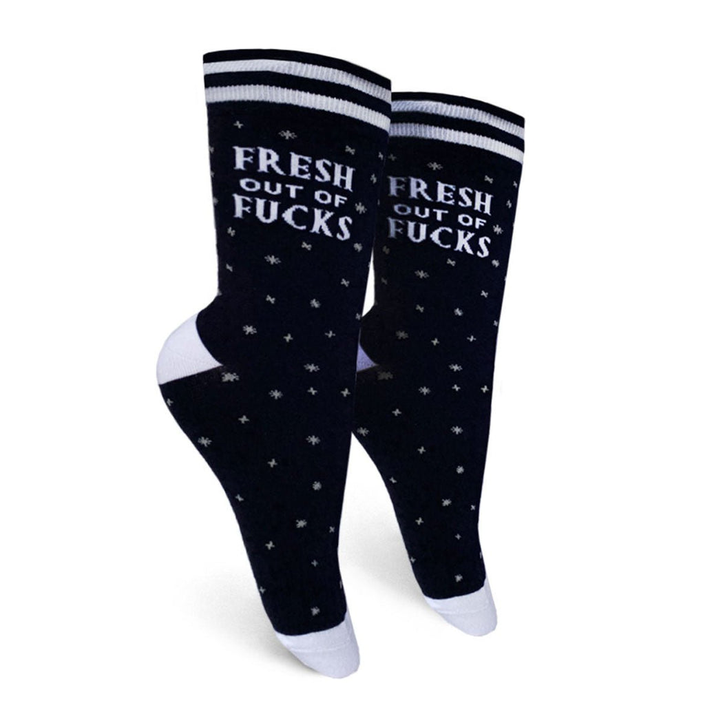 Fresh Out of Fucks Women's Crew Socks - Lockwood Shop - Groovy Things co