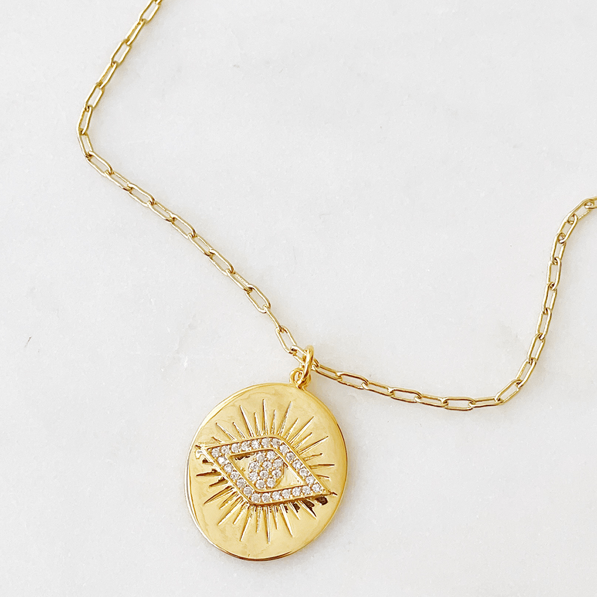 Gilded Evil Eye Coin Necklace - Lockwood Shop - Lucky Collective